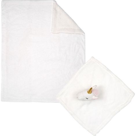 Paris Prix - Peluche & Plaid Bébé licorne 75x100cm Blanc (1/5)