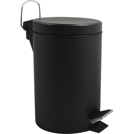 Poubelle Cosmétique Salle de Bain - Acier Inoxydable avec Seau Intérieur Amovible - Poubelle à Pédale Compacte - Ø 4L - Noir Mat - Fermeture Douce et Nettoyage Facile (1/5)