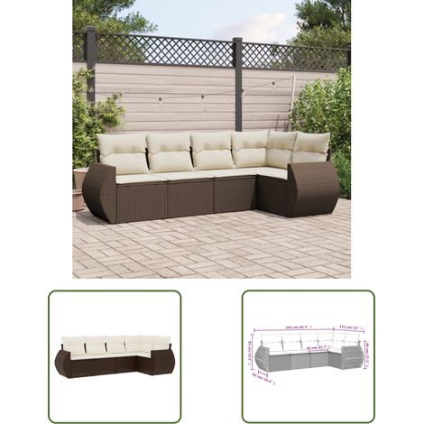 vidaXL Salon de jardin avec coussins 5 pcs marron résine tressée (1/3)