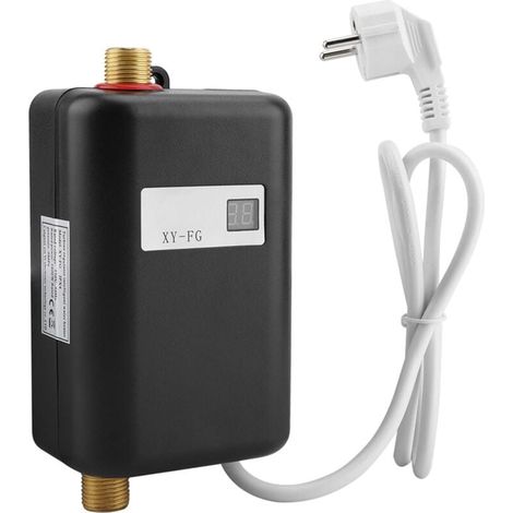 Durchlauferhitzer 220V 3800W mit Digitalanzeige, Mini-Elektro-Durchlauferhitzer, für Küche und Bad, Maximale Temperatur 55°C (Schwarz) (1/5)