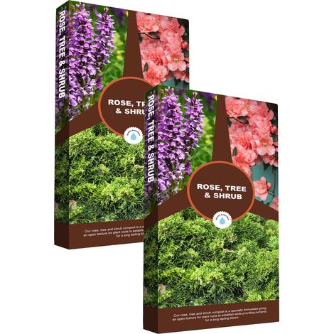 2 x 60L Rose Tree & Shrub Compost Gardening Soil For Small & Large Plants