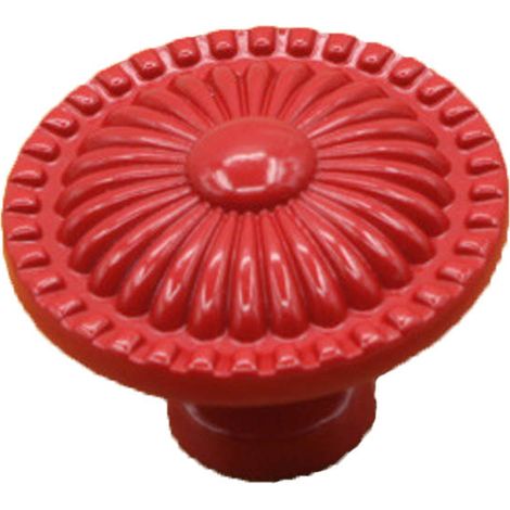 Bouton de porte rond en céramique rouge, poignée de tiroir, placard, armoire, tirage de meuble, quincaillerie, poignée de meuble (Rouge) (1/3)