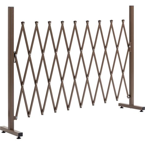 Barrière de sécurité extensible et rétractable, 250 x 31 x 104 cm (L x l x H), aluminium, marron chocolat (1/5)