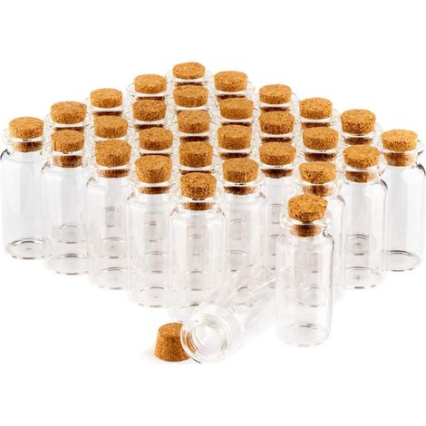 Ensemble de 30 pots à épices avec bouchons en liège, mini-bouteilles en verre, ensemble de pots à bonbons, rangement pour huiles, épices, herbes ou thé, environ 10 ml (30 pièces) (1/5)