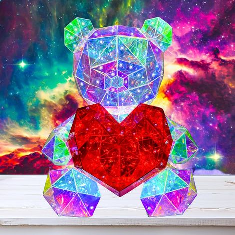 Veilleuse ours en peluche LED, ours lumineux LED coloré, cœur rouge, lampe de chevet décorative haut de gamme pour chambres d'enfants, lampe de table mignonne, cadeau unique pour les tout-petits (1/5)