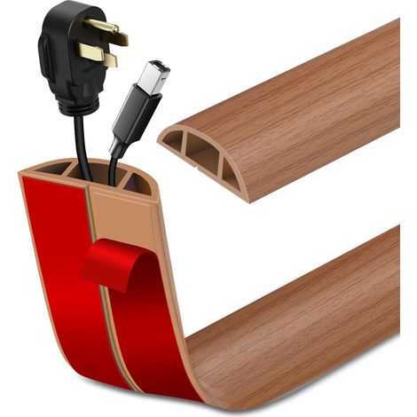 Passage de Cable au Sol adhésive PVC Flexible goulotte Passe Cable pour Bureau Maison entrepôt Concert (3m×3cm, Grain de Bois Jaune) (1/5)