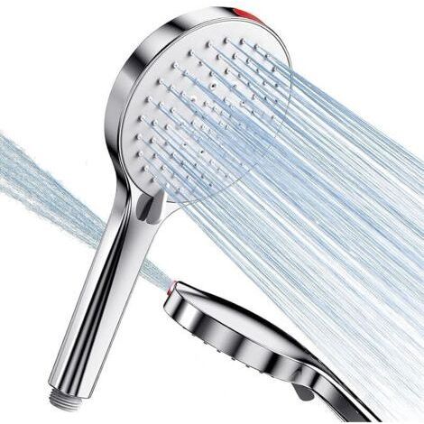 Pommeau de Douche Economie Deau - SREWOHS Φ125mm Pommeau douche Haute Pression Anti Calcaire Flexible Douche à effet pluie avec 5 Modes,Jet puissant Douchette Douche salle de bain,Chrom (1/5)
