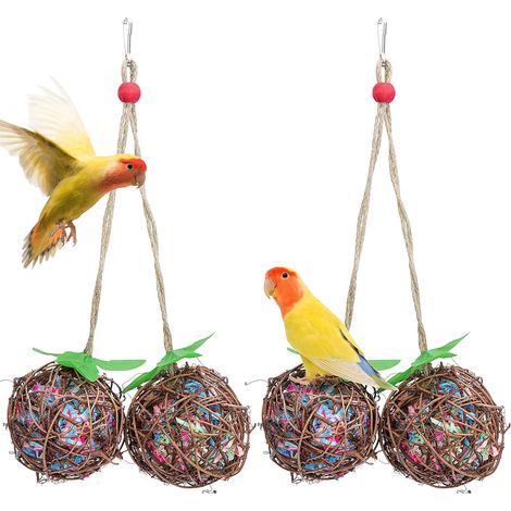 Lot de 2 jouets à mâcher pour oiseaux, jouet de déchiquetage pour cage de perroquet (1/5)