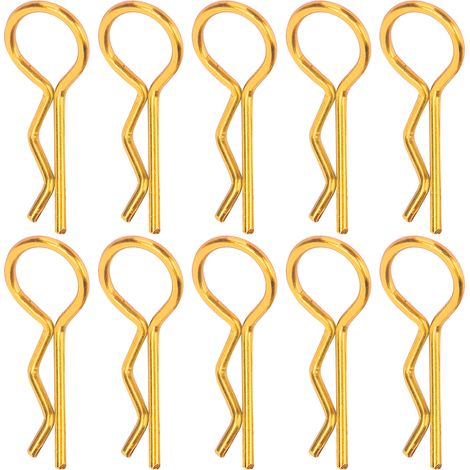 Lot de 10 pinces métalliques en forme de R pour carrosserie de voiture RC - Clips de fixation dorés compatibles 1/5 1/6 1/8 1/10 (1/5)