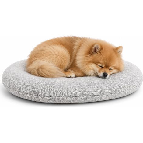 Panier Chien - Coussin Chien et Chat - Ovale Gris Clair - 50 x 40 x 8 cm - Déhoussable - Lavable à 30°C - (1/5)