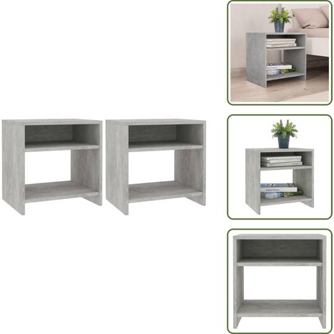 The Living Store Comodini 2 pz Grigio Cemento 40x30x40 cm in Legno Multistrato - Comodino grigio cemento