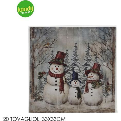 Tovaglioli Natalizi General Trade Snowman 33 x 33 cm a 3 Veli Confezione da 20 Pezzi