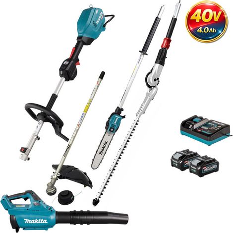 MAKITA Pack Outil Multifonctions 40V UX01G + Coupe-herbe + Perche élagueuse + Taille-haies + Souffleur + 2 batt 4Ah, chargeur (1/5)