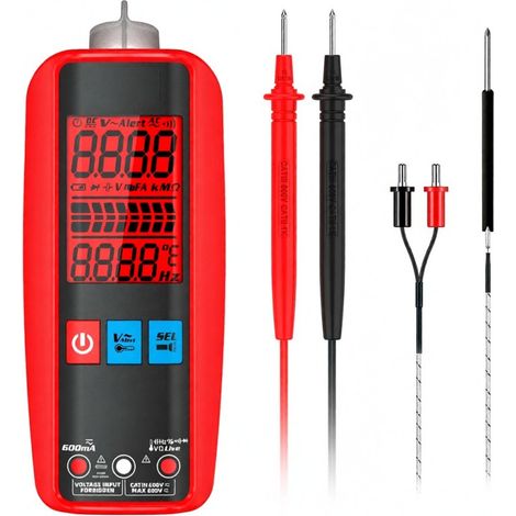 Multimètre Numérique Professionnel, Référence Multitester pour Tests Électriques, Mesure de Tension Courant Résistance Fréquence avec Écran à Retour L (1/5)