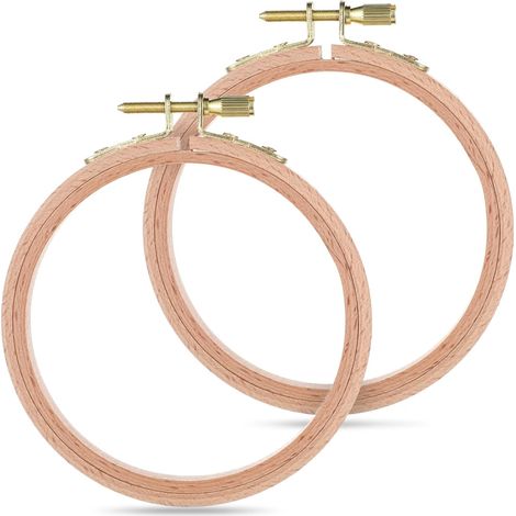 Lot de 2 cercles à broder de 10 cm (4 pouces), petits cercles à broder pour point de croix, anneaux ronds réglables, cadres à broder pour la couture et les loisirs créatifs.