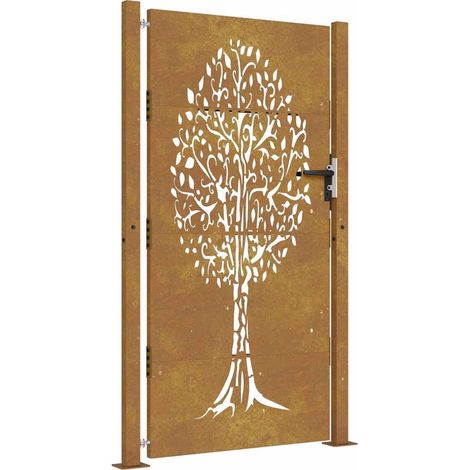 Garden Gate 105x180 cm Corten Steel Tree Design vidaXL