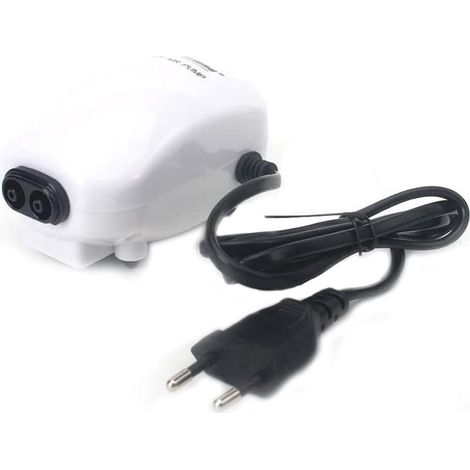 Bomba de aire para acuario de 3 W y 220 V con doble orificio de oxigenación, ultra silenciosa, caudal de 4 litros por minuto, flujo de aire ajustable, para acuarios de 60 a 100 litros. (1/4)