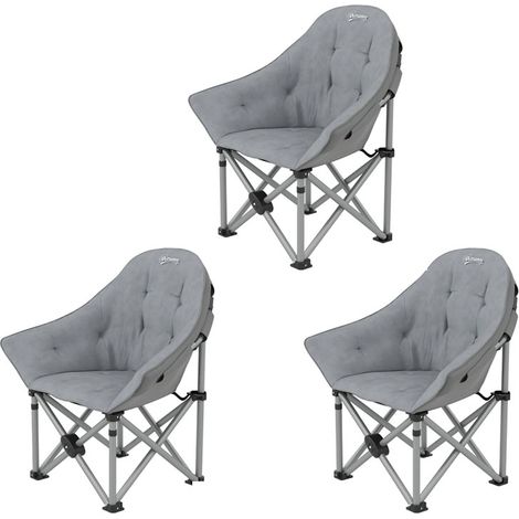 3er-Set faltstuhl faltbar Campingstuhl mit Seitentasche Tragetasche gepolstert Outdoor Klappstuhl bis 120kg belastbar robust leicht Angelstuhl Gartenstuhl für Garten Camping Strand