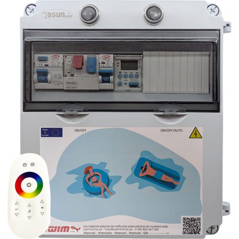 Cuadro Eléctrico Piscina Bomba 0.5CV  Transformador 150W 12DC  Controlador WiFi