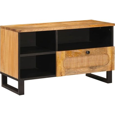 TV-Schränk mit Regal Braun 80 x 33 x 46 cm Massivholz Mango vidaXL