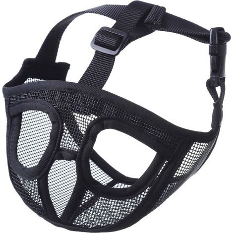 Museau - Maille Respirante Réglable Pour Bouledogue Français - Visibilité Totale Sans Couvrir Les Yeux - Taille M - Noir