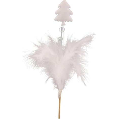 Albero di Natale ornamentale con piuma bianca - 15 cm a forma di vanga (1/2)