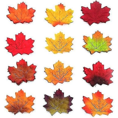 100 feuilles d'automne et glands artificiels, décoration automnale artificielle, résistants à la décoloration et aux intempéries, pour couronnes, Thanksgiving et fêtes. (1/2)