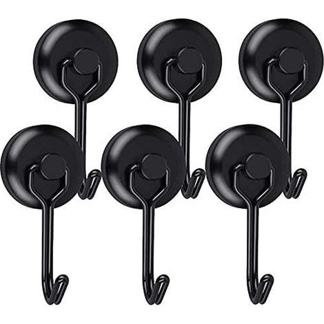 Crochet Aimanté Puissant Crochet Magnetique Frigo Noir Néodyme Pivotants Aimant Crochet Magnétique Crochets Aimantés Magnétiques pour Cuisine Torchon Tableau 6pcs (1/5)