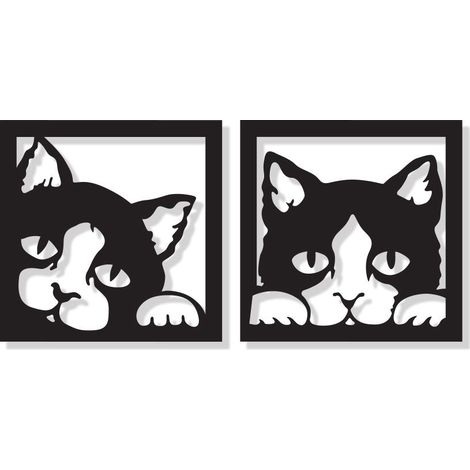 Quadro Coppia di Gatti Neri traforato Cat's 48 x 96 cm - Colore: nero (1/2)