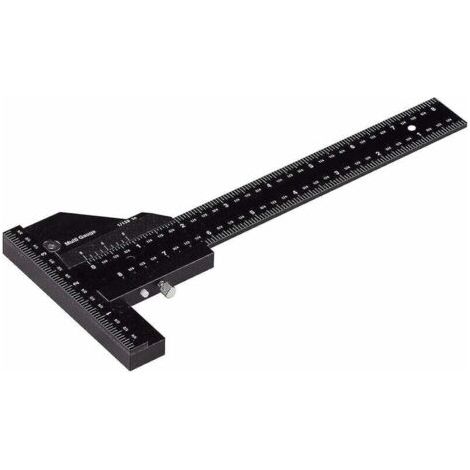 Règle de Menuiserie, Règle de Traçage Multifonctionnelle pour le Travail du Bois, Règle en forme de T en aluminium, Dispositif de traçage, Outil de mesure de 0-280mm, Mesure précise à 0,02 mm,noir, un (1/5)