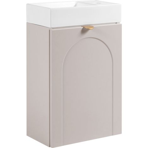 Ensemble lave-mains suspendu AURA cachemire mat avec lavabo FIKA 40 cm K (1/5)
