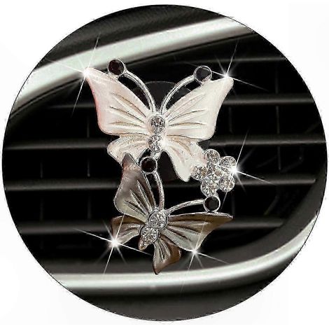 2Pcs Élégants Désodorisants Voiture à Motif Rose Noire, Adorables Décorations Diamant pour Femmes et Ados (1/4)