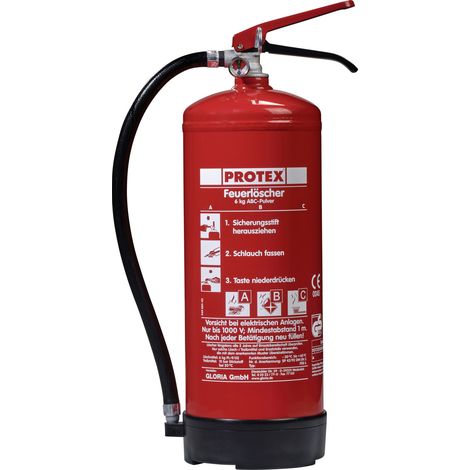 Protex Feuerlöscher PD 6 Pulver 6 kg ABC-Pulver inkl Halterung Dauerdrucklöscher (1/3)