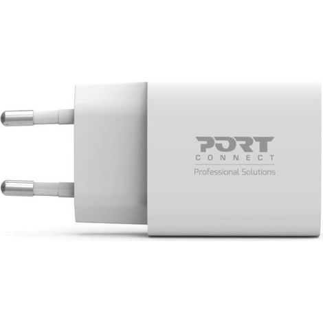Chargeur secteur de poche USB-C - PORT DESIGNS - 900031EU - 20 W Power Delivery - Blanc