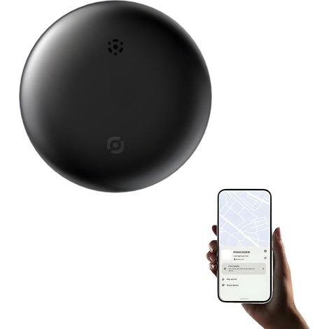 Smart Bluetooth Tracker,Keys Finder Luggage Tracker Fonctionne avec Find My Device,Locator D'article avec Longe pour Les Bagages/Portefeuille/Sac à Dos etc. (Android) (Black) (1/5)