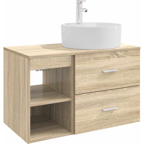 Bathroom Furniture Set 2 pcs Sonoma Oak Engineered Wood vidaXL