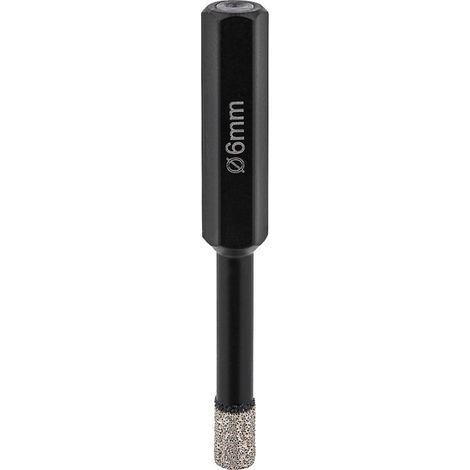 Couronne de perçage à sec pour carrelage Soldia Ø 6 mm, porte-outil 6 pans, refroidissement intégré