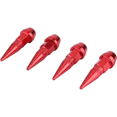 4 Aluminiumfelgen mit Spikes, rote Reifenventilkappen für Pkw und Lkw (1/5)