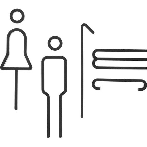 Panneaux de toilettes en acrylique noir pour homme et femme (lot de 3) - Pratiques et faciles à installer (1/5)