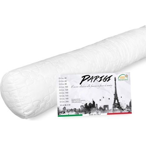GUANCIALE cuscino PARIGI cilindrico alla FRANCESE traversino TUBOLARE lungo in 4 MISURE Cm. 180
