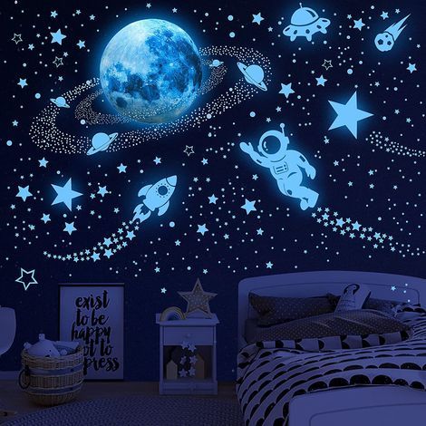 Autocollants Planètes Phosphorescentes Etoiles Phosphorescentes Plafond Solaire Astronaute Galaxie Fluorescente Lumineuse Stickers Muraux Décoration pour Bébé Enfants Fille Garcon Chambres (1/4)