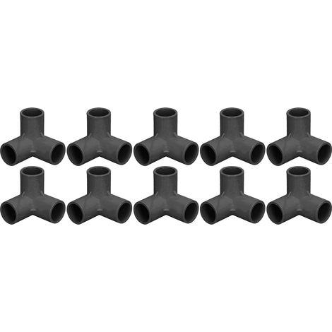 Raccord en T PVC 3 voies coudé 25 mm - Lot de 10 pièces noires pour tuyauterie et structures (1/5)