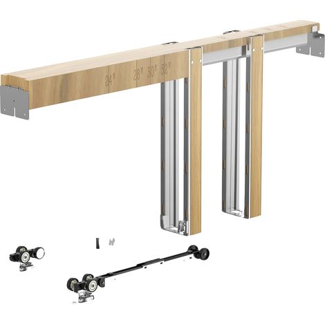 Kit telaio porta a scomparsa VEVOR, 610-762 mm, 2032 mm, acciaio zincato, meccanismo, 610-914 mm e 2032 mm-a, palo in legno rivestito in ferro-b (1/2)