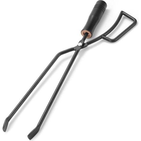 Pince à bûches pour cheminée, manche en bois isolé, meilleure prise en main, accessoires de camping, pince à bûches robuste de 42,5 cm, housse de cheminée (1/4)