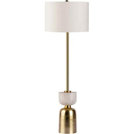 Lampadaire Rond Design "Ceres" 127cm Blanc & Or (1/4)