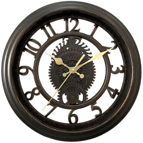 Vintage Wanduhr 11" - Schwarz, Kreative Skelett-Wanduhr, Runde Wohnzimmer-Wanduhr mit Licht, Luxus-Stil (1/5)