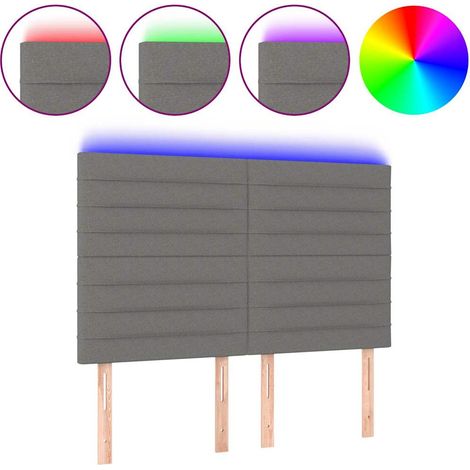 Maison Exclusive - Cabecero con luces LED tela gris oscuro 144x5x (1/5)