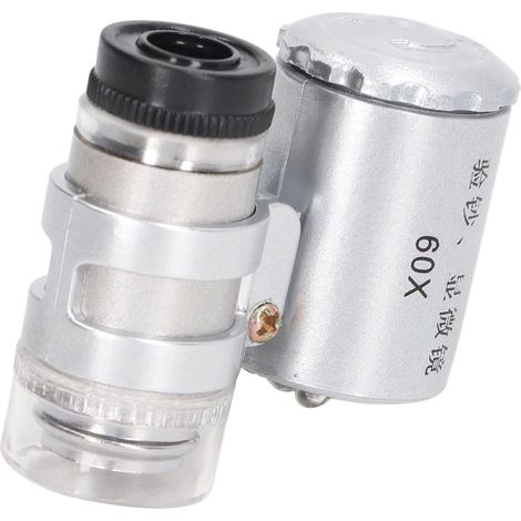 Loupe de poche 60X avec éclairage LED et mise au point ajustable pour l'inspection précise (1/5)