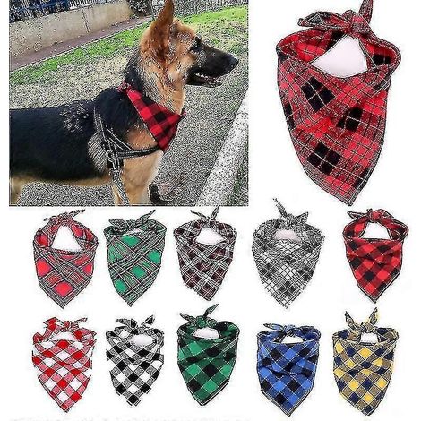 Stück Hundehalstuch, großes Haustier-Halstuch, Baumwoll-Karo, waschbar, Schleifen, Halsband, für Katzen und Hunde.