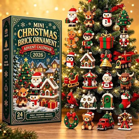 Calendrier de l'Avent 3D Mini 24 jours avec brique de Noël, décoration murale sapin cheminée, compte à rebours hiver famille enfants